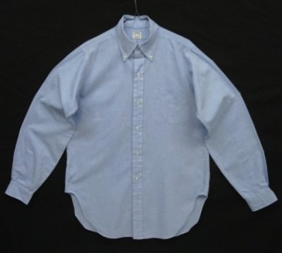 画像1: 60'S BROOKS BROTHERS "BROOKSWEAVE" 6ボタン オックスフォード BDシャツ ブルー USA製 (VINTAGE)