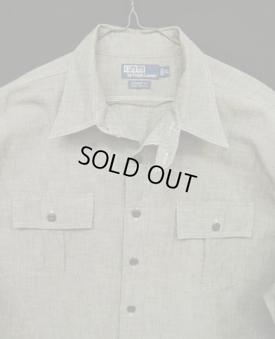 画像3: 90'S RALPH LAUREN "DONINGTON" シャンブレー チンスト＆マチ付き 長袖 ワークシャツ ブラック (VINTAGE)