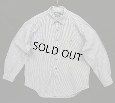 画像1: 90'S RALPH LAUREN "COWBOY WORKSHIRT" コットン 長袖 ワークシャツ ストライプ柄 (VINTAGE)