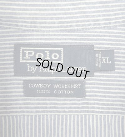 画像2: 90'S RALPH LAUREN "COWBOY WORKSHIRT" コットン 長袖 ワークシャツ ストライプ柄 (VINTAGE)