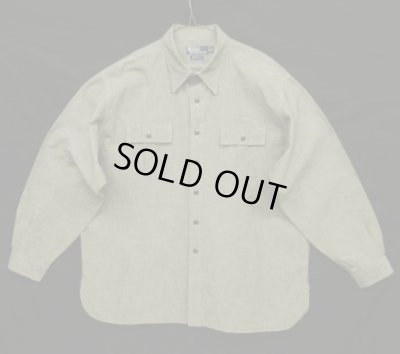 画像1: 90'S RALPH LAUREN "DONINGTON" シャンブレー チンスト＆マチ付き 長袖 ワークシャツ ブラック (VINTAGE)