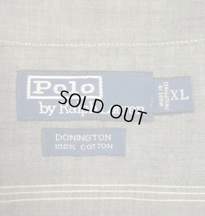 画像2: 90'S RALPH LAUREN "DONINGTON" シャンブレー チンスト＆マチ付き 長袖 ワークシャツ ブラック (VINTAGE)