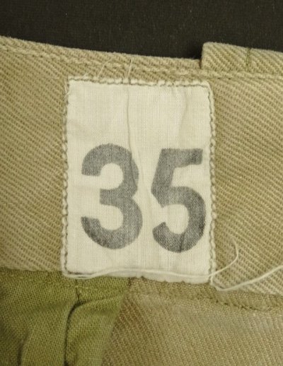 画像2: 50'S フランス軍 M52 プリーツ入り チノパンツ ベージュ 35 (VINTAGE)