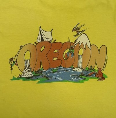 画像3: 90'S PROFILE PRINTS INC "OREGON" シングルステッチ 半袖 Tシャツ イエロー USA製 (VINTAGE)