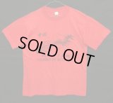 80'S~90'S 中国長城 シングルステッチ 染み込みプリント 半袖 Tシャツ レッド (VINTAGE)