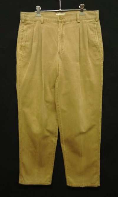 画像1: 90'S LL Bean コットン ツープリーツ チノパンツ タン (VINTAGE)