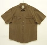 00'S LL Bean コットン 半袖 ワークシャツ ブラウン (VINTAGE)