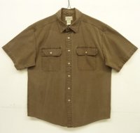 00'S LL Bean コットン 半袖 ワークシャツ ブラウン (VINTAGE)