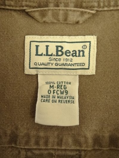 画像2: 00'S LL Bean コットン 半袖 ワークシャツ ブラウン (VINTAGE)