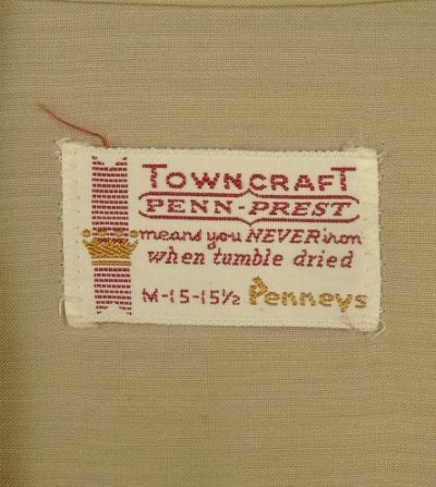 画像2: 60'S TOWNCRAFT "PENN-PREST" 半袖 オープンカラーシャツ ベージュ (VINTAGE)