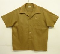60'S TOWNCRAFT "PENN-PREST" 半袖 オープンカラーシャツ カーキ (VINTAGE)