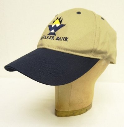 画像1: WHITAKER BANK 6パネル ツートンカラー ベースボールキャップ ベージュ/ネイビー (USED)