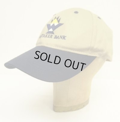 画像1: WHITAKER BANK 6パネル ツートンカラー ベースボールキャップ ベージュ/ネイビー (USED)