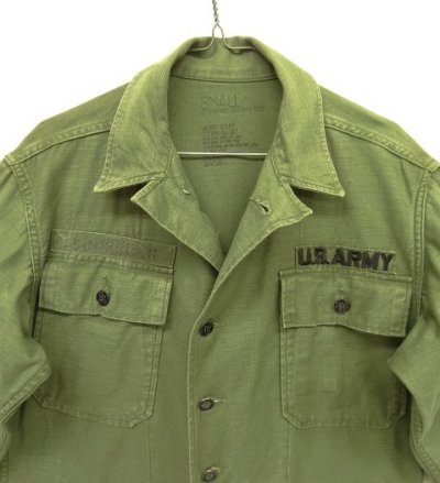 画像3: 50'S アメリカ軍 US ARMY "1st MODEL" OG107 コットンサテン 13スターボタン ユーティリティシャツ (VINTAGE)
