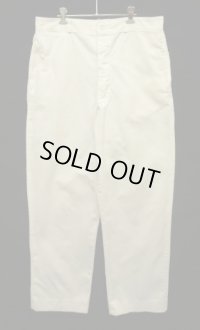 50'S アメリカ軍 USMC コットン100% ボタンフライ チノパンツ ホワイト W38L33 (VINTAGE)