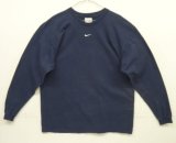 00'S NIKE 銀タグ SWOOSHセンターロゴ刺繍 長袖 Tシャツ ネイビー (VINTAGE)