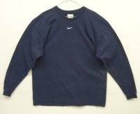 00'S NIKE 銀タグ SWOOSHセンターロゴ刺繍 長袖 Tシャツ ネイビー (VINTAGE)