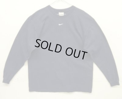画像1: 00'S NIKE 銀タグ SWOOSHセンターロゴ刺繍 長袖 Tシャツ ネイビー (VINTAGE)