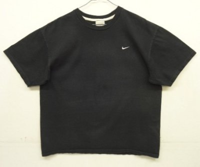 画像1: 00'S NIKE 銀タグ SWOOSHロゴ刺繍 半袖 Tシャツ ブラック (VINTAGE)