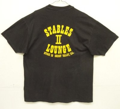 画像3: 90'S STABLES II LOUNGE シングルステッチ バックプリント ポケット付き 半袖 Tシャツ ブラック (VINTAGE)