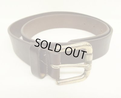 画像1: 00'S EDDIE BAUER "SOLID BRASSバックル" レザーベルト ブラウン USA製 (VINTAGE)