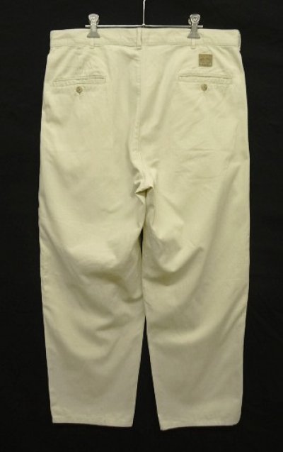 画像3: 90'S RALPH LAUREN "ボックスロゴ" ツープリーツ チノパンツ オフホワイト USA製 (VINTAGE)