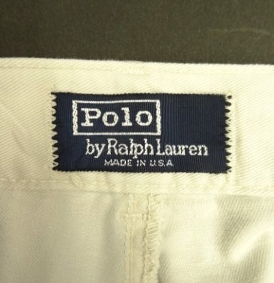 画像2: 90'S RALPH LAUREN "ボックスロゴ" ツープリーツ チノパンツ オフホワイト USA製 (VINTAGE)
