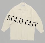 90'S RALPH LAUREN レーヨン 長袖 オープンカラーシャツ タン (VINTAGE)