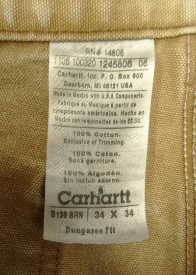画像2: CARHARTT ダブルニー ダック ペインターパンツ フェードブラウン W34L34 メキシコ製 (VINTAGE)