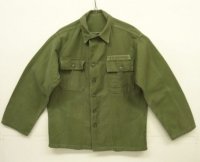 60'S アメリカ軍 USMC "1st MODEL" OG107 ステンシル入り コットンサテン ユーティリティシャツ (VINTAGE)
