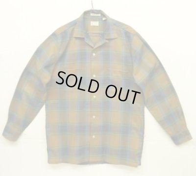 画像1: 60'S TOWNCRAFT 長袖 オープンカラーシャツ チェック柄 (VINTAGE)