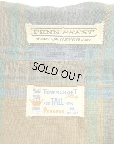 画像2: 60'S TOWNCRAFT 長袖 オープンカラーシャツ チェック柄 (VINTAGE)