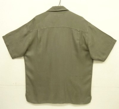 画像3: 90'S PERRY ELLIS シルク 半袖 オープンカラーシャツ カーキ (VINTAGE)