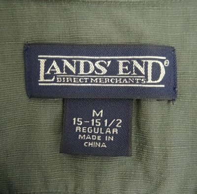 画像2: 90'S LANDS' END シルク/リネン 半袖 オープンカラーシャツ ダークグレー (VINTAGE)