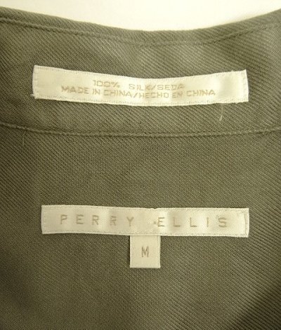 画像2: 90'S PERRY ELLIS コットン 半袖 ボックスシャツ カーキ (VINTAGE)