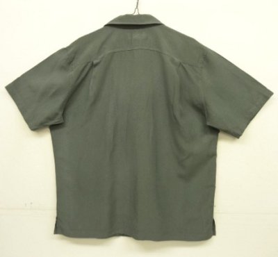 画像3: 90'S LANDS' END シルク/リネン 半袖 オープンカラーシャツ ダークグレー (VINTAGE)