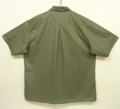 画像3: 90'S PERRY ELLIS コットン 半袖 ボックスシャツ カーキ (VINTAGE)