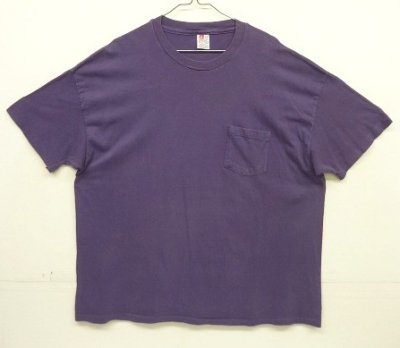 画像1: 90'S HANES シングルステッチ ポケット付き 半袖 Tシャツ グレープ (VINTAGE)