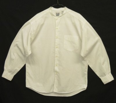 画像1: 90'S GAP 旧タグ ポプリン バンドカラーシャツ ホワイト (VINTAGE)
