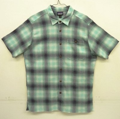 画像1: PATAGONIA オーガニックコットン 半袖 A/Cシャツ オンブレチェック (USED)