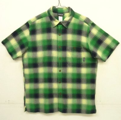 画像1: PATAGONIA オーガニックコットン 半袖 A/Cシャツ オンブレチェック (USED)