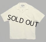 90'S RALPH LAUREN シルク/リネン 裾ロゴ 半袖 オープンカラーシャツ オフホワイト (VINTAGE)