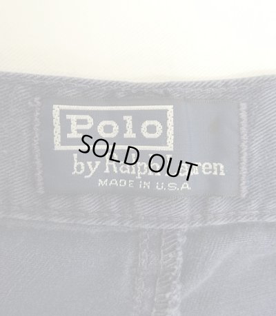 画像2: 90'S RALPH LAUREN "ボックスロゴ" ツープリーツ チノショーツ ネイビー TALONジップ USA製 (VINTAGE)