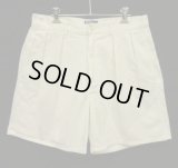 90'S RALPH LAUREN "ボックスロゴ" ツープリーツ チノショーツ ホワイト USA製 (VINTAGE)