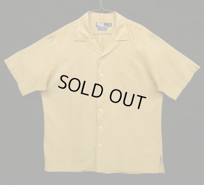画像1: 90'S RALPH LAUREN "CALDWELL" シルク/コットン ロゴ無し 半袖 オープンカラーシャツ タン (VINTAGE)