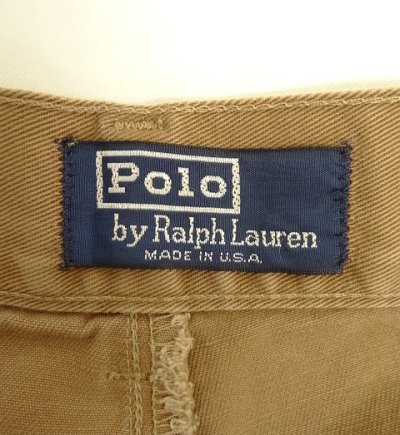 画像2: 90'S RALPH LAUREN "ボックスロゴ" ツープリーツ チノショーツ ブラウン USA製 (VINTAGE)