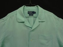 他の写真1: 90'S RALPH LAUREN "CALDWELL" シルク/リネン 裾ロゴ 半袖 オープンカラーシャツ ミントグリーン (VINTAGE)