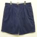 画像1: 90'S RALPH LAUREN "ボックスロゴ" ツープリーツ チノショーツ ネイビー TALONジップ USA製 (VINTAGE) (1)