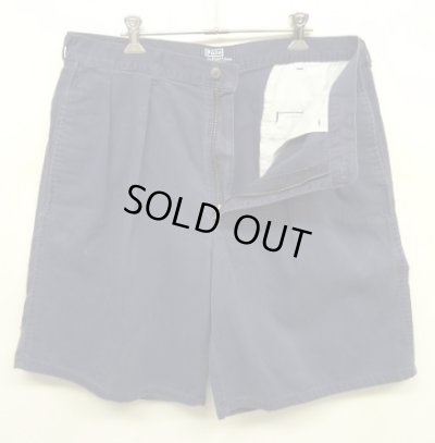 画像4: 90'S RALPH LAUREN "ボックスロゴ" ツープリーツ チノショーツ ネイビー TALONジップ USA製 (VINTAGE)
