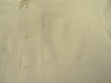 他の写真2: 90'S RALPH LAUREN シルク/リネン 裾ロゴ 半袖 オープンカラーシャツ オフホワイト (VINTAGE)